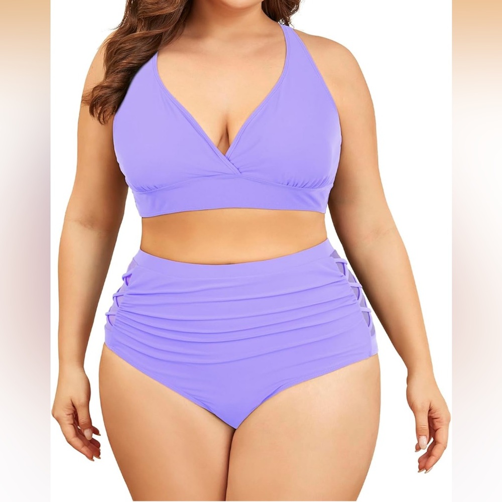 Purple 2 piece Highwaisted swimsuit bathing suit 12/14 Purple Bikini Swimwear